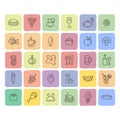 Set of food and drinks icons for restaurant, commercial, mobile and web. Royalty Free Stock Photo