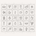 Set of food and drinks icons for restaurant, commercial, mobile and web. Royalty Free Stock Photo