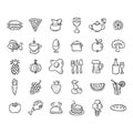 Set of food and drinks icons for restaurant, commercial, mobile and web. Royalty Free Stock Photo