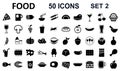 Set 2 of 50 food icons for menu, infographics, design elements Ã¢â¬â vector Royalty Free Stock Photo