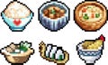 Set of food icons in pixel art style Royalty Free Stock Photo