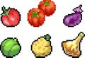 Set of food icons in pixel style Royalty Free Stock Photo