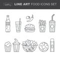 Set of Food icons, thin line style, flat design, Royalty Free Stock Photo