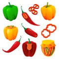 Set of food from pepper, spicy vegetable products