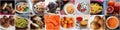 Desserts and salads, vegetables and fruits Royalty Free Stock Photo