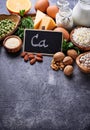 Set of food that is rich in calcium. Royalty Free Stock Photo