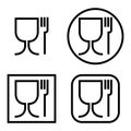 Set of Food safe symbol. The international icon for food safe material, wine glass and a fork symbol Royalty Free Stock Photo