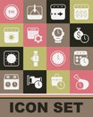 Set Food time, Calendar and clock, Time is money, flies the, settings, summer, Day and Clock icon. Vector