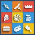 Set of 9 food web and mobile icons. Vector. Royalty Free Stock Photo