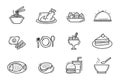 Set of foods and culinary icon in cute doodle style Royalty Free Stock Photo