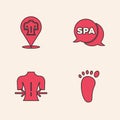 Set Foot massage, Massage, Spa salon and icon. Vector Royalty Free Stock Photo