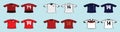 Set of football kit of portugal, spain and italy, shirt template for soccer jersey. cartoon icon design template with various