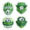 Set of Football Logo Design Templates, Soccer Vintage Green Badge