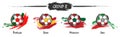 Set of football or soccer national team group B . Watercolor paint art design . Vector for international world championship tourna Royalty Free Stock Photo