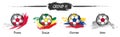 Set of football or soccer national team group H . Watercolor paint art design . Vector for international world championship tourna Royalty Free Stock Photo