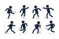 Set of football or soccer player, Footballer actions poses stick figure.