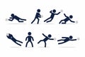 Set of football or soccer player, Goalkeeper actions poses stick figure.