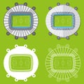 Set of football stadiums in flat design. Football stadiums top view. Vector Illustration. Royalty Free Stock Photo