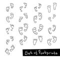 Set of Footprint Doodle Icons, human footstep.