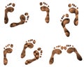 Set of footprints with different patterns