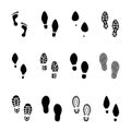 Set of footprints and shoeprints icons