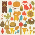 Set of forest animals