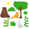 Set with forest animals on a white background Royalty Free Stock Photo