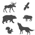 Set of forest mammal animals vector Royalty Free Stock Photo