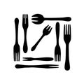 Set of fork icons on white background. Shaped into square Royalty Free Stock Photo