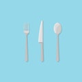 Set of fork, spoon and knife. Cutlery flat style icon. Vector illustration. Royalty Free Stock Photo