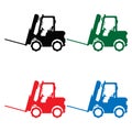Set of forklift icons in different colors. Vector illustration. Royalty Free Stock Photo
