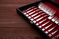 Set of of forks in a case Royalty Free Stock Photo