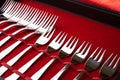 Set of of forks in a case Royalty Free Stock Photo