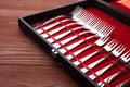 Set of of forks in a case Royalty Free Stock Photo