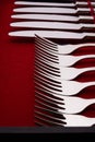 Set of forks and knifes in a case Royalty Free Stock Photo