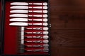 Set of forks and knifes in a case Royalty Free Stock Photo