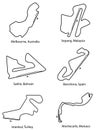 Set of Formula 1 circuits Royalty Free Stock Photo