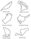 Set of Formula 1 circuits pt.2 Royalty Free Stock Photo