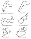Set of Formula 1 circuits pt.3 Royalty Free Stock Photo
