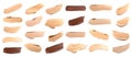 Set of foundation samples in different tones on white background Royalty Free Stock Photo