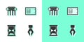 Set Fountain pen nib, Law pillar, Old hourglass and Safe icon. Vector Royalty Free Stock Photo