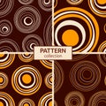 Set of four abstract asymmetrical circles seamless pattern. Vector color illustration