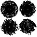 set of four abstract black circles on a white background Royalty Free Stock Photo