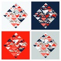 Set of four abstract geometric backgrounds - multicolor triangles mosaic pattern Royalty Free Stock Photo