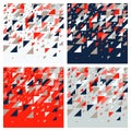 Set of four abstract geometric backgrounds - multicolor triangles mosaic pattern Royalty Free Stock Photo