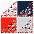 Set of four abstract geometric backgrounds - multicolor triangles mosaic pattern Royalty Free Stock Photo