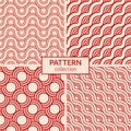 Set of four abstract japanese seamless patterns. Seamless braided linear patterns, wavy lines Royalty Free Stock Photo