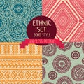 Set of four abstract seamless patterns, doodle ornaments