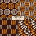 Set of four abstract seamless patterns of hand drawn shapes Royalty Free Stock Photo