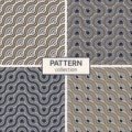 Set of four abstract seamless patterns. Seamless braided linear patterns, wavy lines Royalty Free Stock Photo